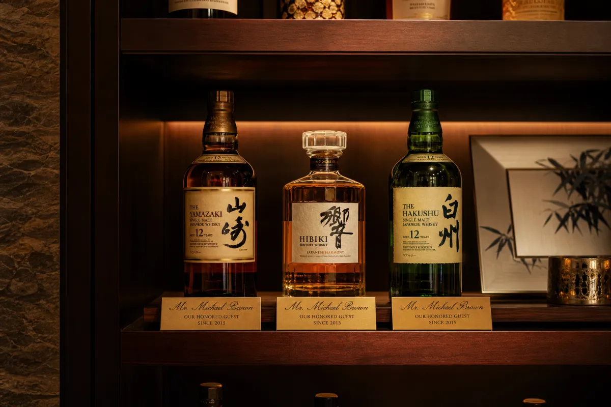 ボトルキープ棚と古酒・シャンパンのキープ文化
